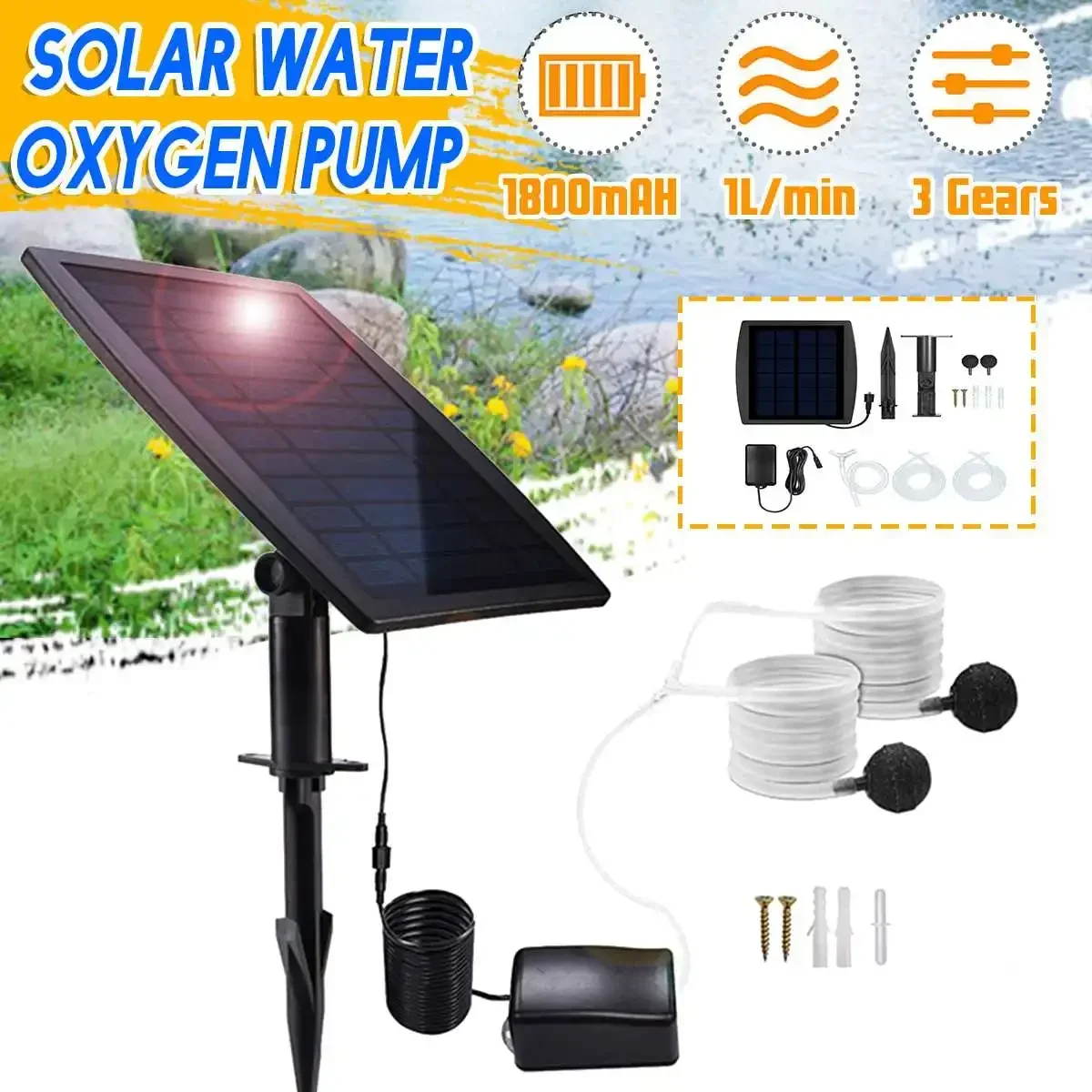 Solar Powered Oxygenator Oxyge - огляд і ціна Solar Pond Aerator Oxygen Pump